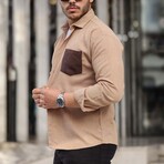 Corduroy Type Chest Pocket Button-Up Shirt // Light Beige (XL)