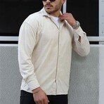 Corduroy Type Button-Up Shirt // White (S)