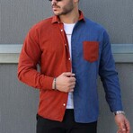Block Chest Pocket Button-Up Shirt // Red + Blue (XL)
