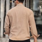 Corduroy Type Chest Pocket Button-Up Shirt // Light Beige (XL)