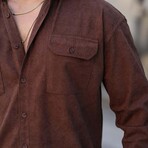 Corduroy Type Chest Pockets Button-Up Shirt // Brown (XL)