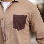 Corduroy Type Chest Pocket Button-Up Shirt // Light Beige (XL)