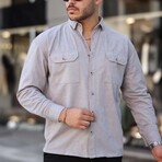 Corduroy Type Chest Pockets Button-Up Shirt // Stone (S)
