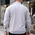 Elephant Corduroy Type Chest Pockets Button-Up Shirt // Light Gray (L)