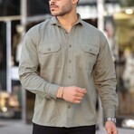 Corduroy Type Chest Pockets Button-Up Shirt // Light Khaki (S)