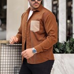 Corduroy Type Chest Pocket Button-Up Shirt // Tan (S)