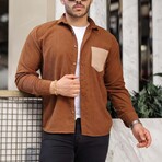 Corduroy Type Chest Pocket Button-Up Shirt // Tan (S)