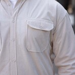 Elephant Corduroy Type Chest Pockets Button-Up Shirt // Stone (M)