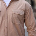 Elephant Corduroy Type Chest Pockets Button-Up Shirt // Beige (XL)