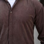 Corduroy Type Button-Up Shirt // Brown (S)