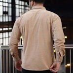 Corduroy Type Button-Up Shirt // Beige (M)