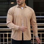 Corduroy Type Button-Up Shirt // Beige (M)