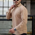 Corduroy Type Button-Up Shirt // Beige (M)