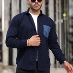 Corduroy Type Chest Pocket Button-Up Shirt // Navy (S)