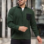 Corduroy Type Chest Pocket Button-Up Shirt // Khaki (S)