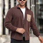 Corduroy Type Chest Pocket Button-Up Shirt // Dark Brown (XL)