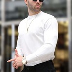 Ribbed Crewneck Sweater // White (M)