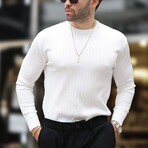 Ribbed Crewneck Sweater // White (M)