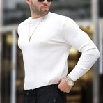Ribbed Crewneck Sweater // White (M)