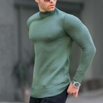Quilted Mock Neck Sweater // Green (M)