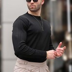 Ribbed Crewneck Sweater // Black (L)