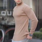 Ribbed Mock Neck Sweater // Biscuit (S)