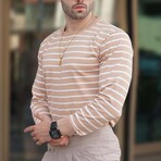 Striped Crewneck Sweater // Camel (2XL)