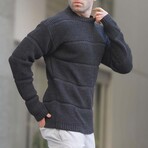 Ribbed Knit Crewneck Sweater // Anthracite (XL)