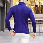 Cable Knit Turtleneck Sweater // Navy (S)