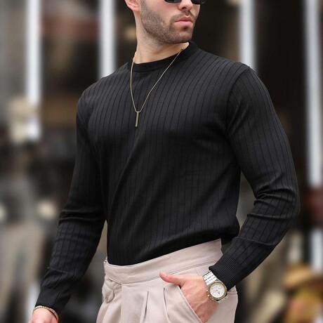 Ribbed Crewneck Sweater // Black (S)