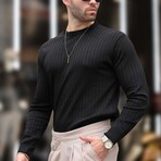 Ribbed Crewneck Sweater // Black (L)