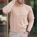 Striped Crewneck Sweater // Camel (2XL)