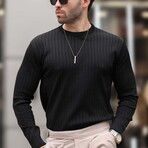 Ribbed Crewneck Sweater // Black (L)