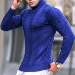 Cable Knit Turtleneck Sweater // Navy (S)