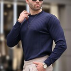 Ribbed Crewneck Sweater // Navy (S)