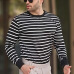 Striped Crewneck Sweater // Black (S)