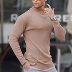 Ribbed Mock Neck Sweater // Biscuit (S)