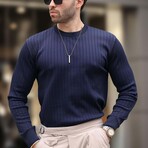 Ribbed Crewneck Sweater // Navy (S)