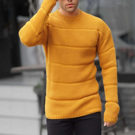 Ribbed Knit Crewneck Sweater // Mustrad (S)