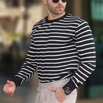 Striped Crewneck Sweater // Black (S)