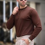 Ribbed Crewneck Sweater // Brown (S)