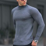 Quilted Mock Neck Sweater // Anthracite (S)