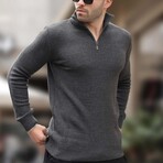 Quarter Zip Knit Sweater // Anthracite (L)