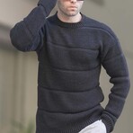 Ribbed Knit Crewneck Sweater // Anthracite (XL)