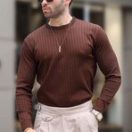 Ribbed Crewneck Sweater // Brown (S)