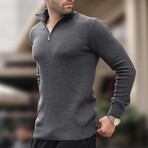 Quarter Zip Knit Sweater // Anthracite (L)