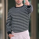 Striped Crewneck Sweater // Black (S)