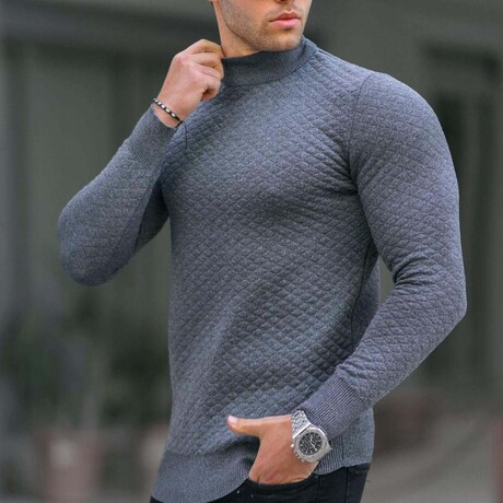 Quilted Mock Neck Sweater // Anthracite (S)