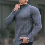 Quilted Mock Neck Sweater // Anthracite (S)