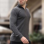 Quarter Zip Knit Sweater // Anthracite (L)